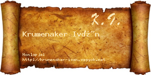 Krumenaker Iván névjegykártya